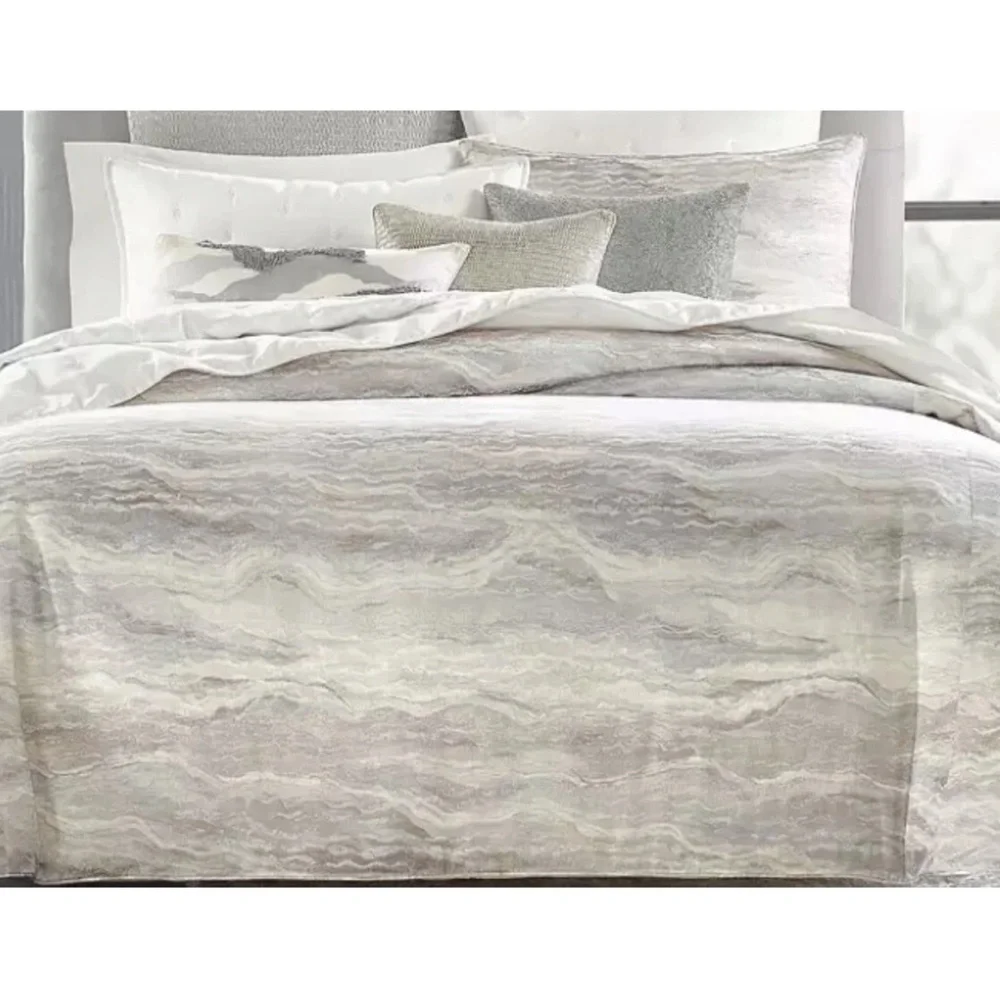Hudson Park Cream and Gray King Comforter Set